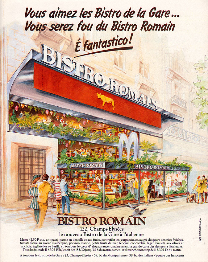 Publicité Bistro Romain 1982